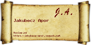 Jakubecz Apor névjegykártya